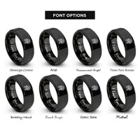 font options for inside engraving on black anatomical half skull rings