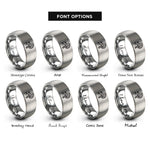 font options for inside engraving on gray anatomical half skull rings
