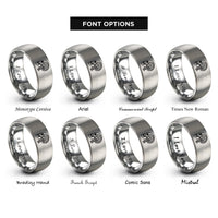 font options for inside engraving on gray anatomical half skull rings