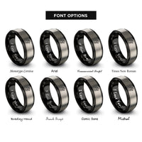 font options for inside engraving on black & gray anatomical heart rings
