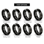 font options for inside engraving on black & silver anatomical heart rings