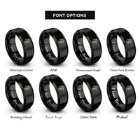 font options for inside engraving on black anatomical heart rings