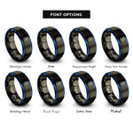 font options for inside engraving on gunmetal & blue anatomical heart rings