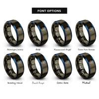 font options for inside engraving on gunmetal & blue anatomical heart rings