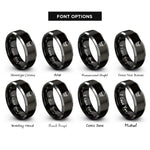 font options for inside engraving on black & grey anatomical skull front rings