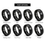 font options for inside engraving on black anatomical skull front rings