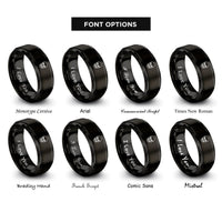 font options for inside engraving on black anatomical skull front rings