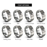 font options for inside engraving on grey anatomical skull front rings
