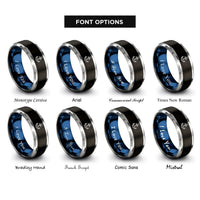 font options for inside engraving on black & blue & grey anchor rings