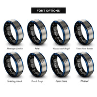 font options for inside engraving on black & blue & silver anchor rings