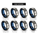 font options for inside engraving on black & blue & grey anchor rings