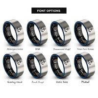 font options for inside engraving on black & blue & gray anchor rings
