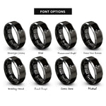font options for inside engraving on black & silver anchor rings