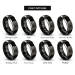 font options for inside engraving on black & silver anchor rings