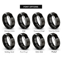 font options for inside engraving on black & silver anchor rings
