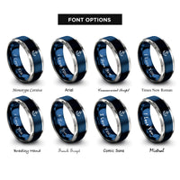 font options for inside engraving on blue & silver anchor rings