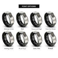 font options for inside engraving on black & silver anchor bolt rings