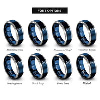 font options for inside engraving on blue & silver anchor chain rings