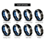 font options for inside engraving on black & blue & silver anchor chain circle rings