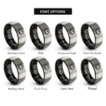 font options for inside engraving on black & silver anchor chain circle rings