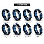 font options for inside engraving on blue & gray anchor chain circle rings