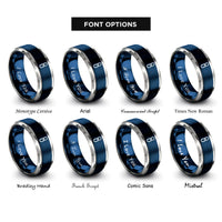font options for inside engraving on blue & gray anchor chain link rings