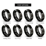 font options for inside engraving on black & grey anchor chain wrapped rings