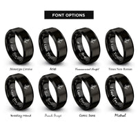 font options for inside engraving on black anchor chain wrapped rings