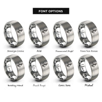 font options for inside engraving on grey anchor chain wrapped rings