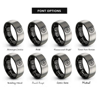 font options for inside engraving on black & silver anchor compass rings