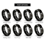 font options for inside engraving on black & silver anchor compass rope rings