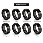 font options for inside engraving on black anchor compass rope rings