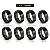 font options for inside engraving on black anchor compass rope rings
