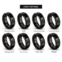 font options for inside engraving on black anchor compass rope rings