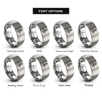 font options for inside engraving on gray anchor compass rope rings