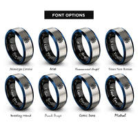 font options for inside engraving on black & blue & gray anchor helm rings