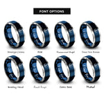 font options for inside engraving on blue & grey anchor knot circle rings