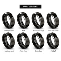 font options for inside engraving on black & grey anchor plate rings