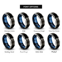 font options for inside engraving on black & blue & grey anchor rope rings