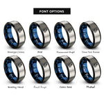 font options for inside engraving on black & blue & gray anchor rope rings