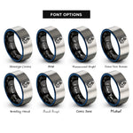 font options for inside engraving on black & blue & grey anchor rope rings
