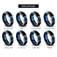font options for inside engraving on blue & gray anchor rope rings