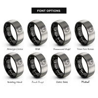 font options for inside engraving on black & grey anchor wreath rings