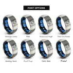 font options for inside engraving on blue & silver anchor wreath rings