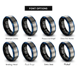 font options for inside engraving on black & blue & grey anchorage symbol circle rings