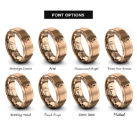 font options for inside engraving on rose gold anchored north arrow rings
