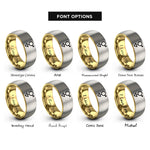 font options for inside engraving on gold & silver androgyne symbol rings