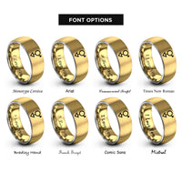 font options for inside engraving on gold & silver androgyne symbol rings