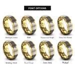 font options for inside engraving on gold & silver androgyne symbol rings