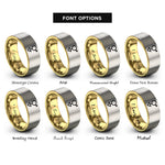font options for inside engraving on gold & silver androgyne symbol rings